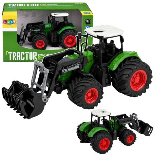 LEAN Toys Traktor Rolniczy Farmerski Z Ładowaczem Czołowym Gumowe Koła Zielony 1:24
