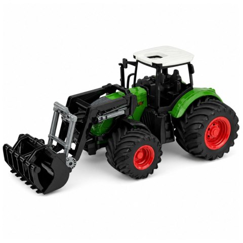 LEAN Toys Traktor Rolniczy Farmerski Z Ładowaczem Czołowym Gumowe Koła Zielony 1:24