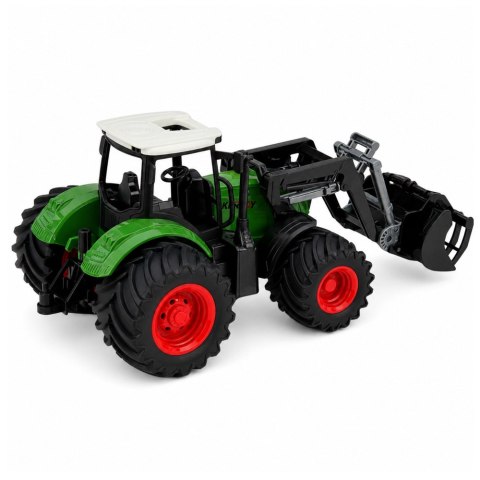 LEAN Toys Traktor Rolniczy Farmerski Z Ładowaczem Czołowym Gumowe Koła Zielony 1:24
