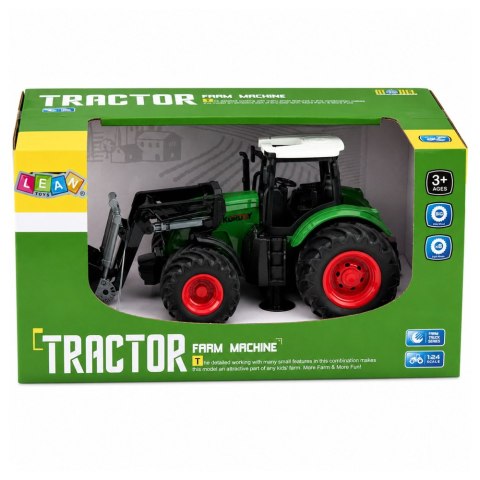 LEAN Toys Traktor Rolniczy Farmerski Z Ładowaczem Czołowym Gumowe Koła Zielony 1:24