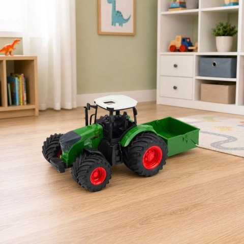 LEAN Toys Traktor Rolniczy Farmerski Z Rozsiewaczem Nawozu Gumowe Koła Zielony 1:24