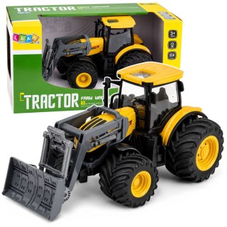 LEAN Toys Traktor Rolniczy Farmerski Ze Spychaczem Światła Dźwięki Żółty 1:24