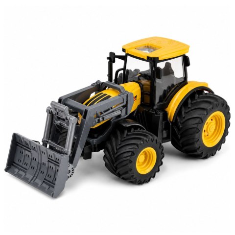 LEAN Toys Traktor Rolniczy Farmerski Ze Spychaczem Światła Dźwięki Żółty 1:24
