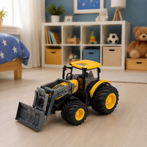 LEAN Toys Traktor Rolniczy Farmerski Ze Spychaczem Światła Dźwięki Żółty 1:24