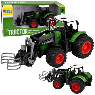 LEAN Toys Traktor Rolniczy Farmerski z Chwytakiem Do Bel Gumowe Koła Zielony 1:24