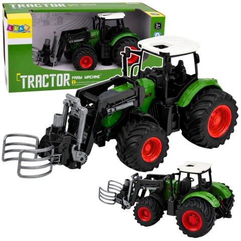 LEAN Toys Traktor Rolniczy Farmerski z Chwytakiem Do Bel Gumowe Koła Zielony 1:24