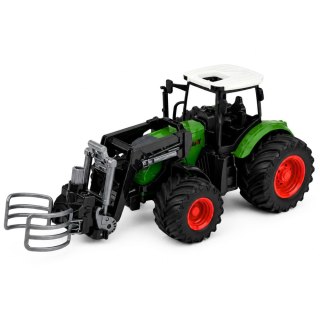 LEAN Toys Traktor Rolniczy Farmerski z Chwytakiem Do Bel Gumowe Koła Zielony 1:24