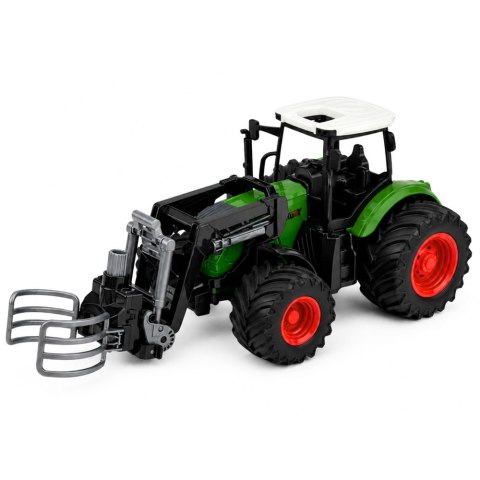 LEAN Toys Traktor Rolniczy Farmerski z Chwytakiem Do Bel Gumowe Koła Zielony 1:24