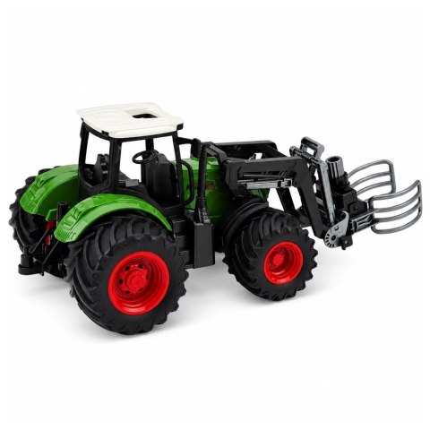 LEAN Toys Traktor Rolniczy Farmerski z Chwytakiem Do Bel Gumowe Koła Zielony 1:24
