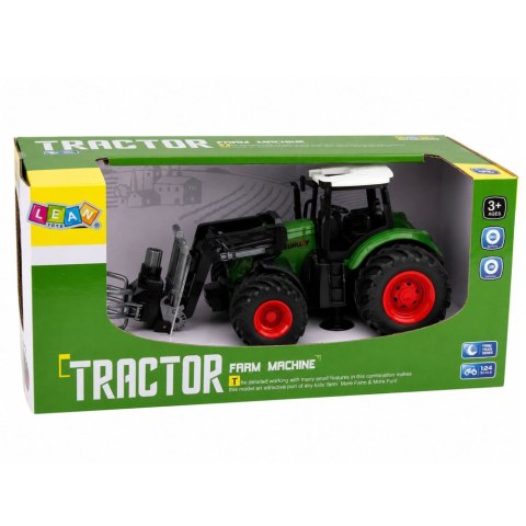 LEAN Toys Traktor Rolniczy Farmerski z Chwytakiem Do Bel Gumowe Koła Zielony 1:24