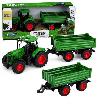 LEAN Toys Traktor Rolniczy Farmerski z Przyczepą Wywrotką Gumowe Koła Zielony 1:24