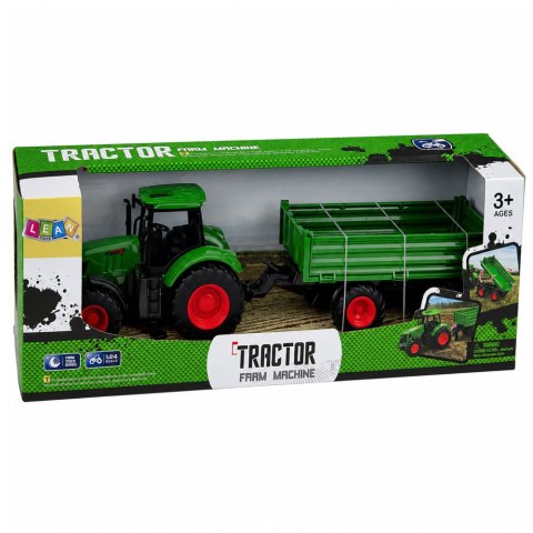 LEAN Toys Traktor Rolniczy Farmerski z Przyczepą Wywrotką Gumowe Koła Zielony 1:24