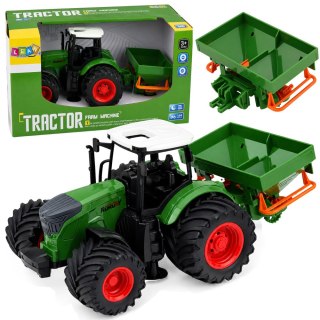 LEAN Toys Traktor Rolniczy Farmerski z Siewnikiem Gumowe Koła Maszyna Rolnicza 1:24