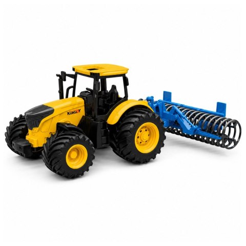 LEAN Toys Traktor Rolniczy Farmerski z Wałem Uprawowym Światła Dźwięki Żółty 1:24