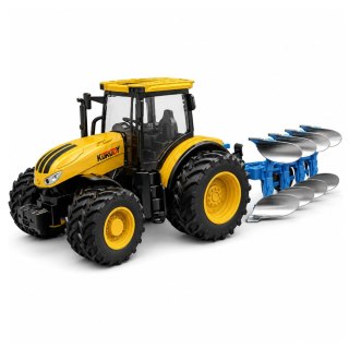 LEAN Toys Traktor Rolniczy Z Pługiem Wieloskibowym Światła Dźwięki Żółty 1:24