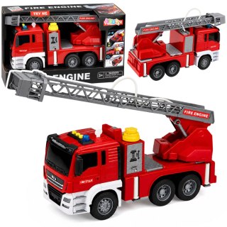 LEAN Toys Wóz Samochód Strażacki z Wysięgnikiem Funkcja Lania Wody Światła Dźwięki