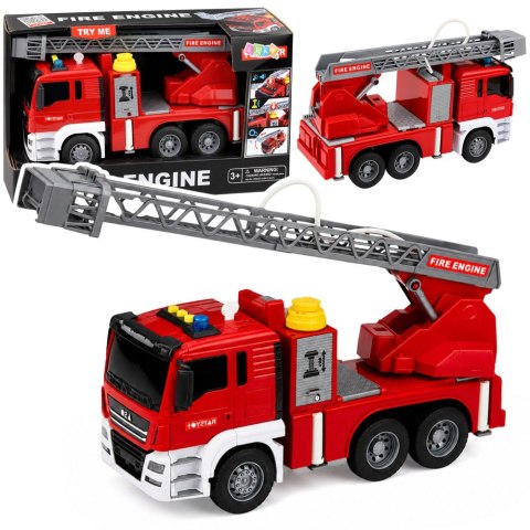 LEAN Toys Wóz Samochód Strażacki z Wysięgnikiem Funkcja Lania Wody Światła Dźwięki