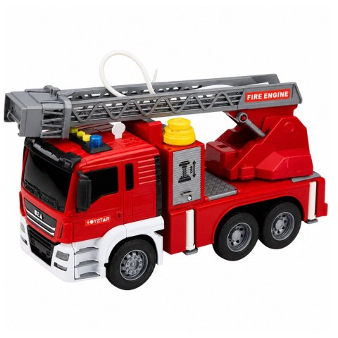LEAN Toys Wóz Samochód Strażacki z Wysięgnikiem Funkcja Lania Wody Światła Dźwięki