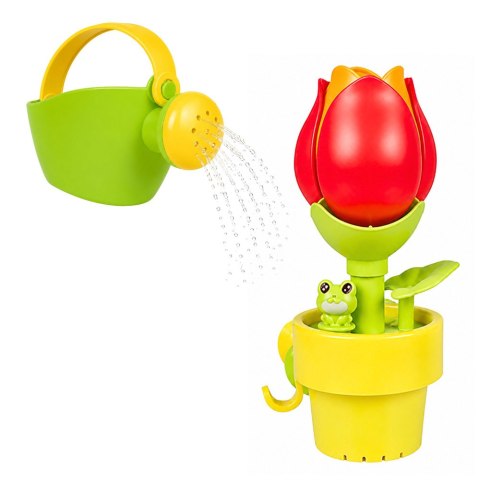 LEAN Toys Zabawka Do Kąpieli Tulipan Kwiatek W Doniczce Konewka Fontanna Wodna
