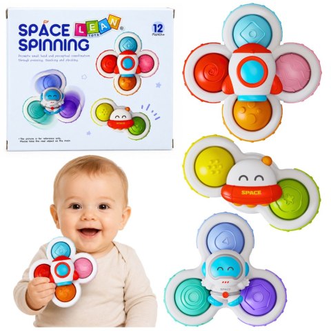 LEAN Toys Zabawki Dla Malucha Spinnery Sensoryczne Z Przyssawką Pop-It Kolorowe 3szt.