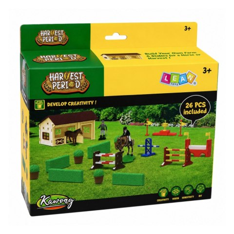 LEAN Toys Zestaw Farma Stadnina Koni Tor Przeszkód Stajnia Konie Figurki 26 el.