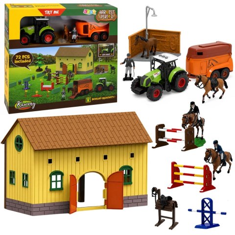 LEAN Toys Zestaw Farma Stadnina Traktor Tor Przeszkód Skocznie Konie Figurki 72 el.