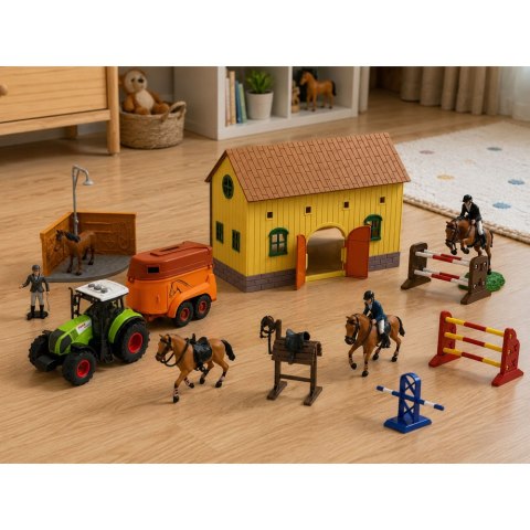 LEAN Toys Zestaw Farma Stadnina Traktor Tor Przeszkód Skocznie Konie Figurki 72 el.