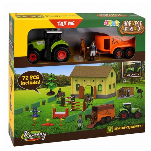 LEAN Toys Zestaw Farma Stadnina Traktor Tor Przeszkód Skocznie Konie Figurki 72 el.