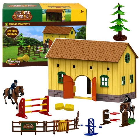LEAN Toys Zestaw Farma Stajnia Dla Koni Skocznie Dla Koni Figurki Akcesoria 69 el.