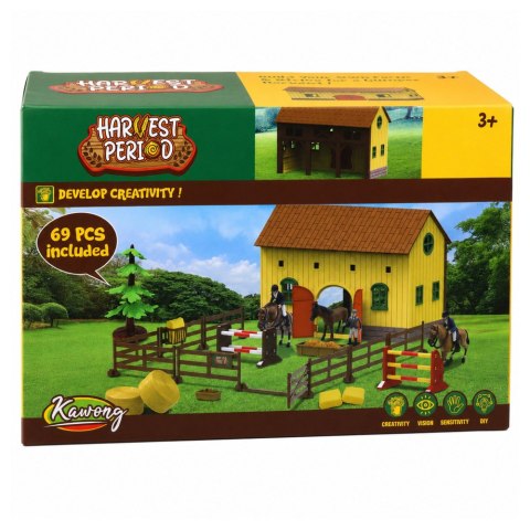 LEAN Toys Zestaw Farma Stajnia Dla Koni Skocznie Dla Koni Figurki Akcesoria 69 el.