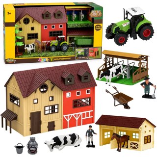 LEAN Toys Zestaw Farma Z Traktorem i Stodołą Zwierzęta Figurki Akcesoria 37 el.