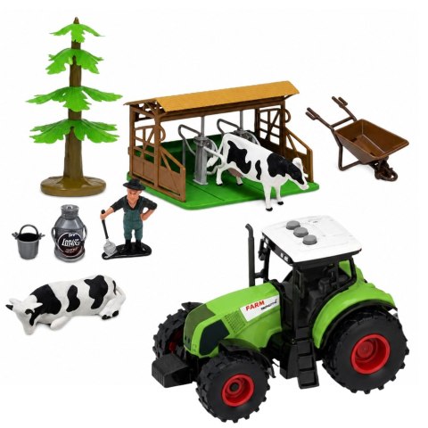 LEAN Toys Zestaw Farma Z Traktorem i Stodołą Zwierzęta Figurki Akcesoria 37 el.