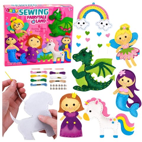 LEAN Toys Zestaw Kreatywny Pluszaki Do Szycia Filcowe Baśniowa Kraina DIY 6 szt.