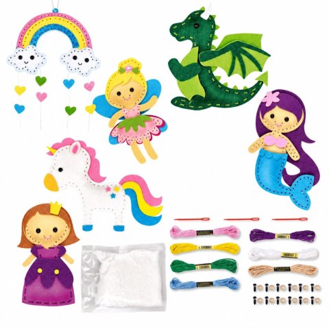 LEAN Toys Zestaw Kreatywny Pluszaki Do Szycia Filcowe Baśniowa Kraina DIY 6 szt.