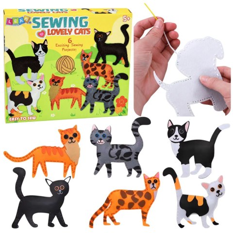 LEAN Toys Zestaw Kreatywny Pluszaki Do Szycia Filcowe Maskotki Kotki DIY 6 szt.