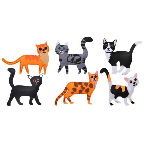 LEAN Toys Zestaw Kreatywny Pluszaki Do Szycia Filcowe Maskotki Kotki DIY 6 szt.