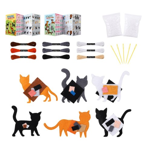 LEAN Toys Zestaw Kreatywny Pluszaki Do Szycia Filcowe Maskotki Kotki DIY 6 szt.