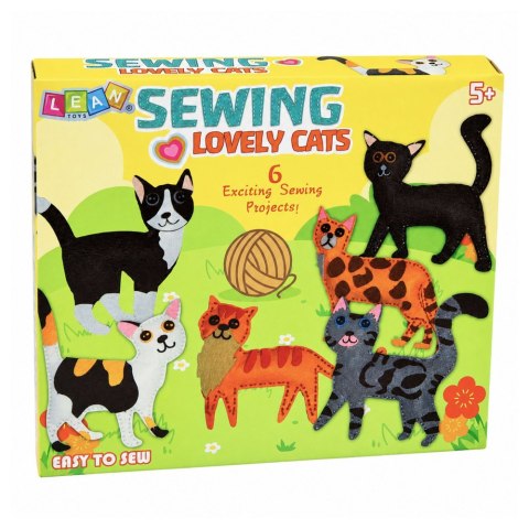 LEAN Toys Zestaw Kreatywny Pluszaki Do Szycia Filcowe Maskotki Kotki DIY 6 szt.
