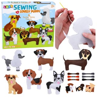 LEAN Toys Zestaw Kreatywny Pluszaki Do Szycia Filcowe Maskotki Pieski DIY 6 szt.