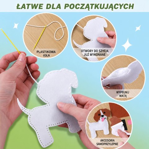 LEAN Toys Zestaw Kreatywny Pluszaki Do Szycia Filcowe Maskotki Pieski DIY 6 szt.