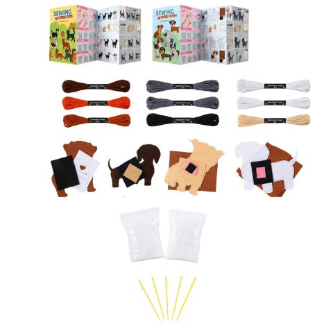 LEAN Toys Zestaw Kreatywny Pluszaki Do Szycia Filcowe Maskotki Pieski DIY 6 szt.