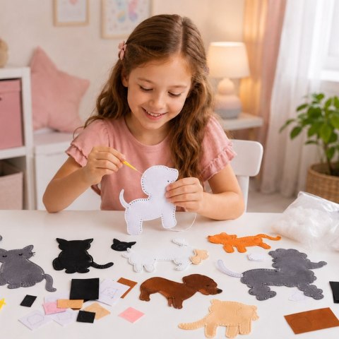 LEAN Toys Zestaw Kreatywny Pluszaki Do Szycia Filcowe Maskotki Pieski DIY 6 szt.