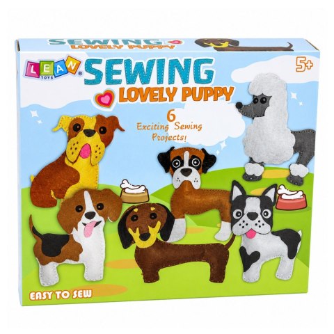 LEAN Toys Zestaw Kreatywny Pluszaki Do Szycia Filcowe Maskotki Pieski DIY 6 szt.