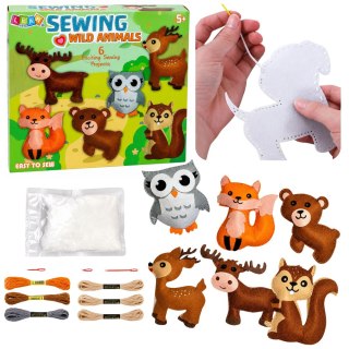 LEAN Toys Zestaw Kreatywny Pluszaki Do Szycia Filcowe Zwierzęta Leśne DIY 6 szt.