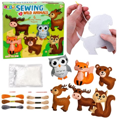 LEAN Toys Zestaw Kreatywny Pluszaki Do Szycia Filcowe Zwierzęta Leśne DIY 6 szt.