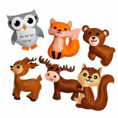 LEAN Toys Zestaw Kreatywny Pluszaki Do Szycia Filcowe Zwierzęta Leśne DIY 6 szt.