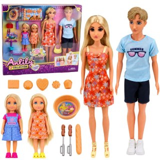 LEAN Toys Zestaw Lalki Anlily Rodzina Dzieci Akcesoria Piknikowe Jedzenie