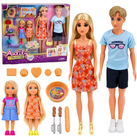 LEAN Toys Zestaw Lalki Anlily Rodzina Dzieci Akcesoria Piknikowe Jedzenie