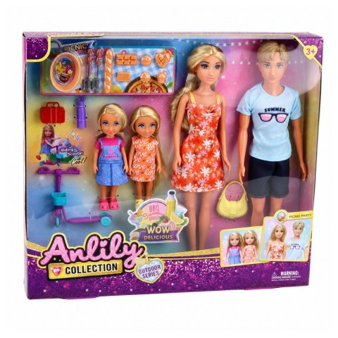 LEAN Toys Zestaw Lalki Anlily Rodzina Dzieci Akcesoria Piknikowe Jedzenie