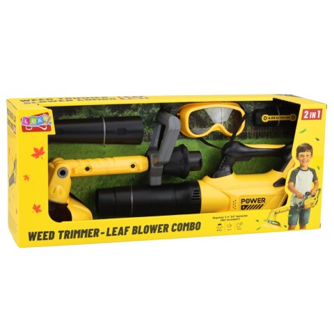 LEAN Toys Zestaw Ogrodowy Podkaszarka Dmuchawa Do Liści 2w1 Dla Dzieci Światła Dźwięk